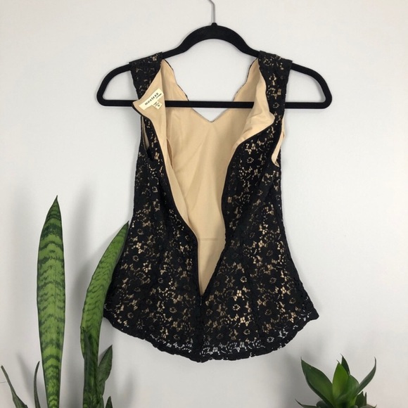 Monteau Black Lace Sleevless Peplum Top - Picture 3 of 8